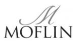 Moflin logo i sort på hvit bunn